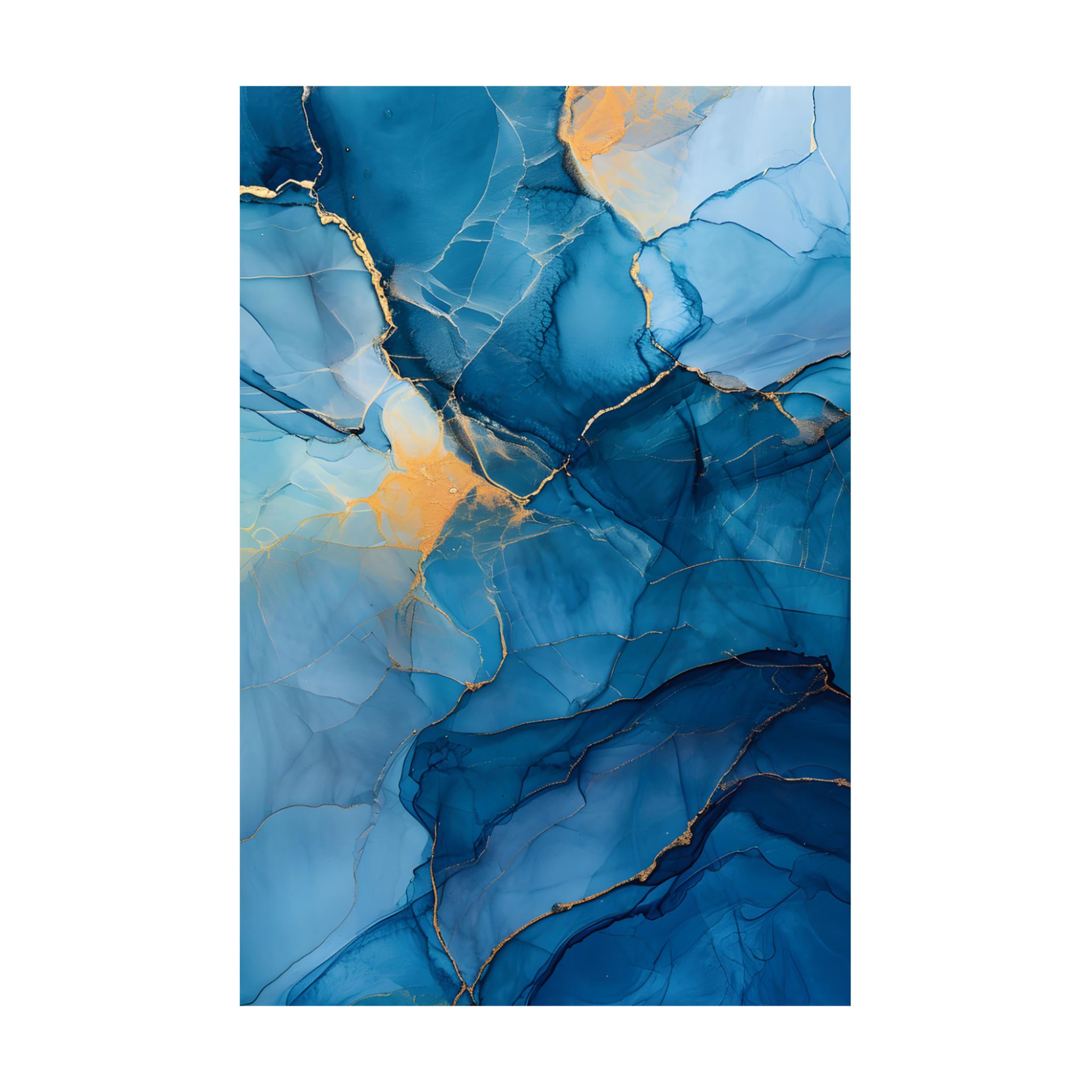 0041 - Quadro Alcohol ink blue and gold