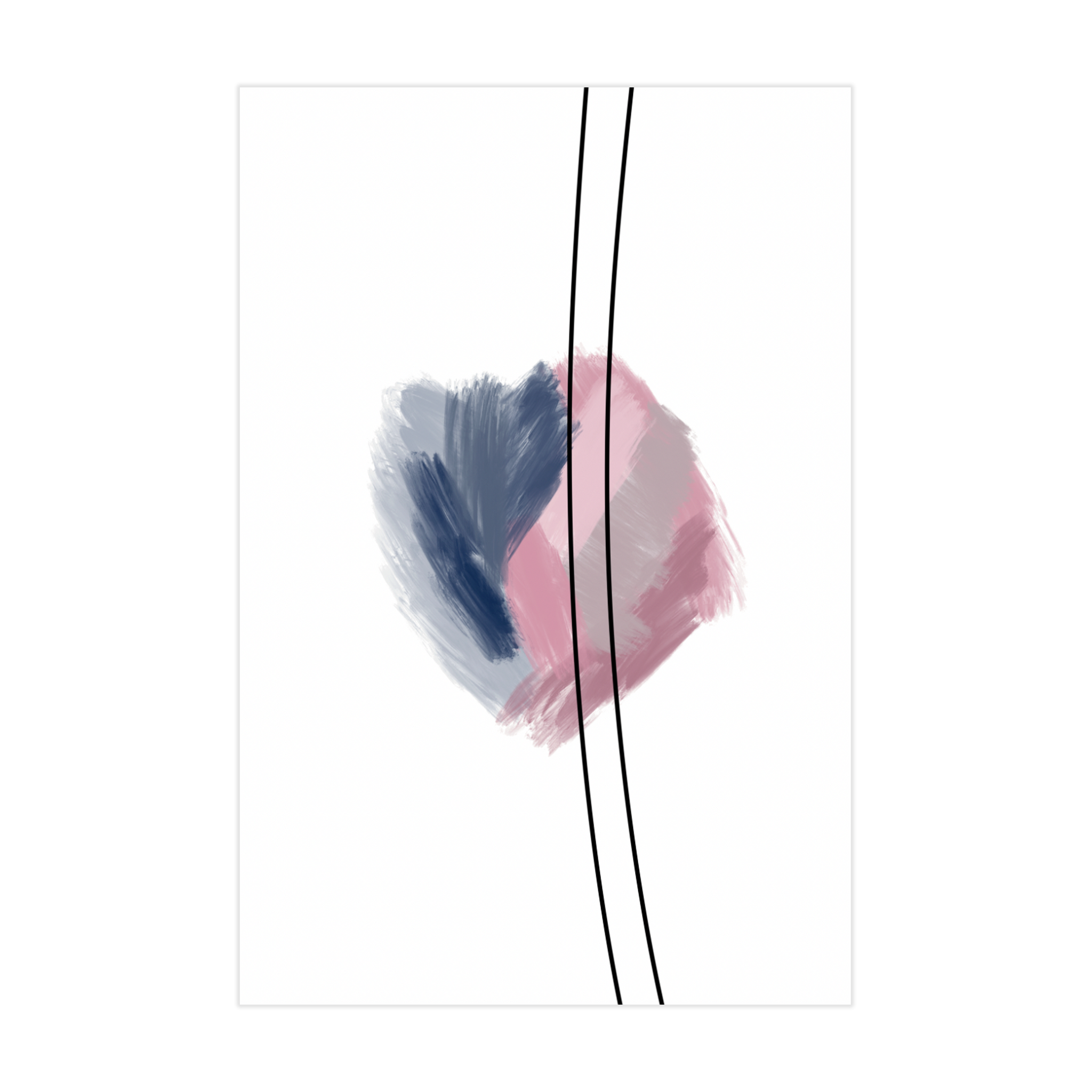 0525 - Quadro Brushstrokes Pink and Blue 1