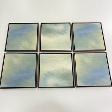 6002 - Composição de 6 quadros Aquarelada Verde