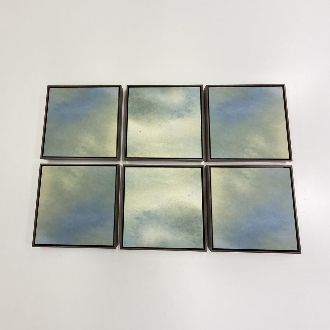 6002 - Composição de 6 quadros Aquarelada Verde
