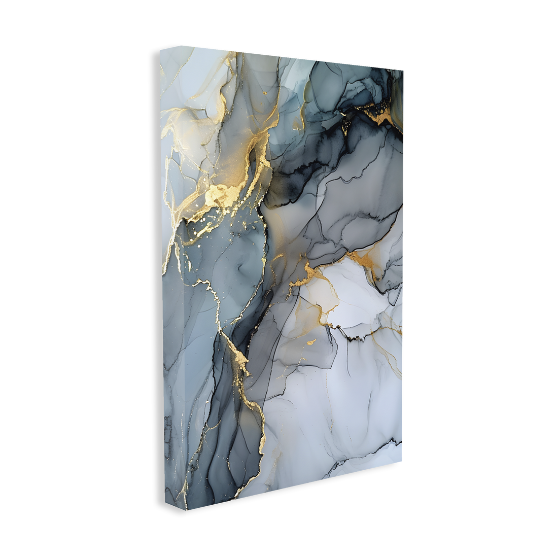 0063 - Quadro Alcohol Ink Blue and Gold