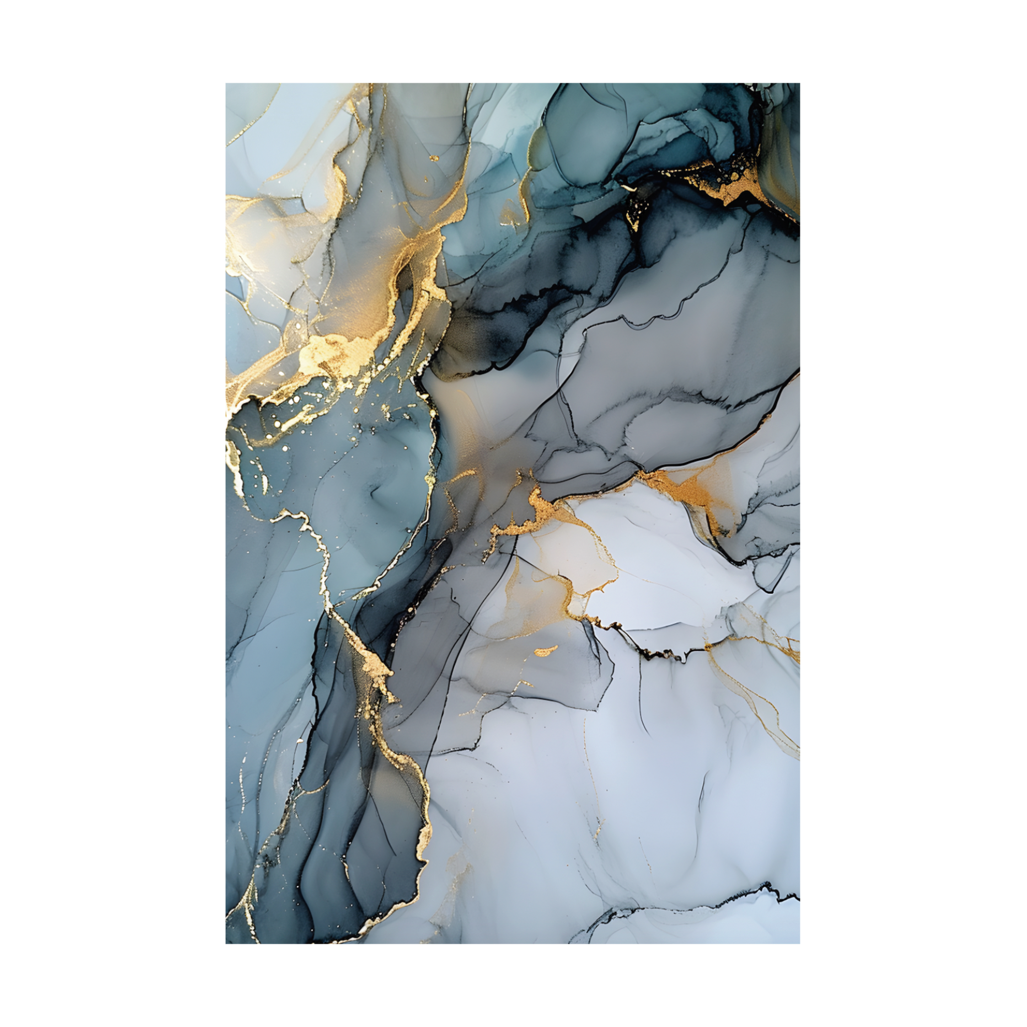 0063 - Quadro Alcohol Ink Blue and Gold