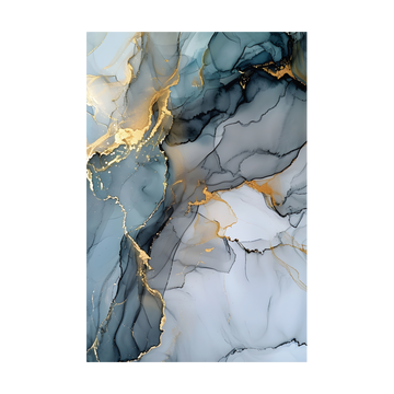0063 - Quadro Alcohol Ink Blue and Gold