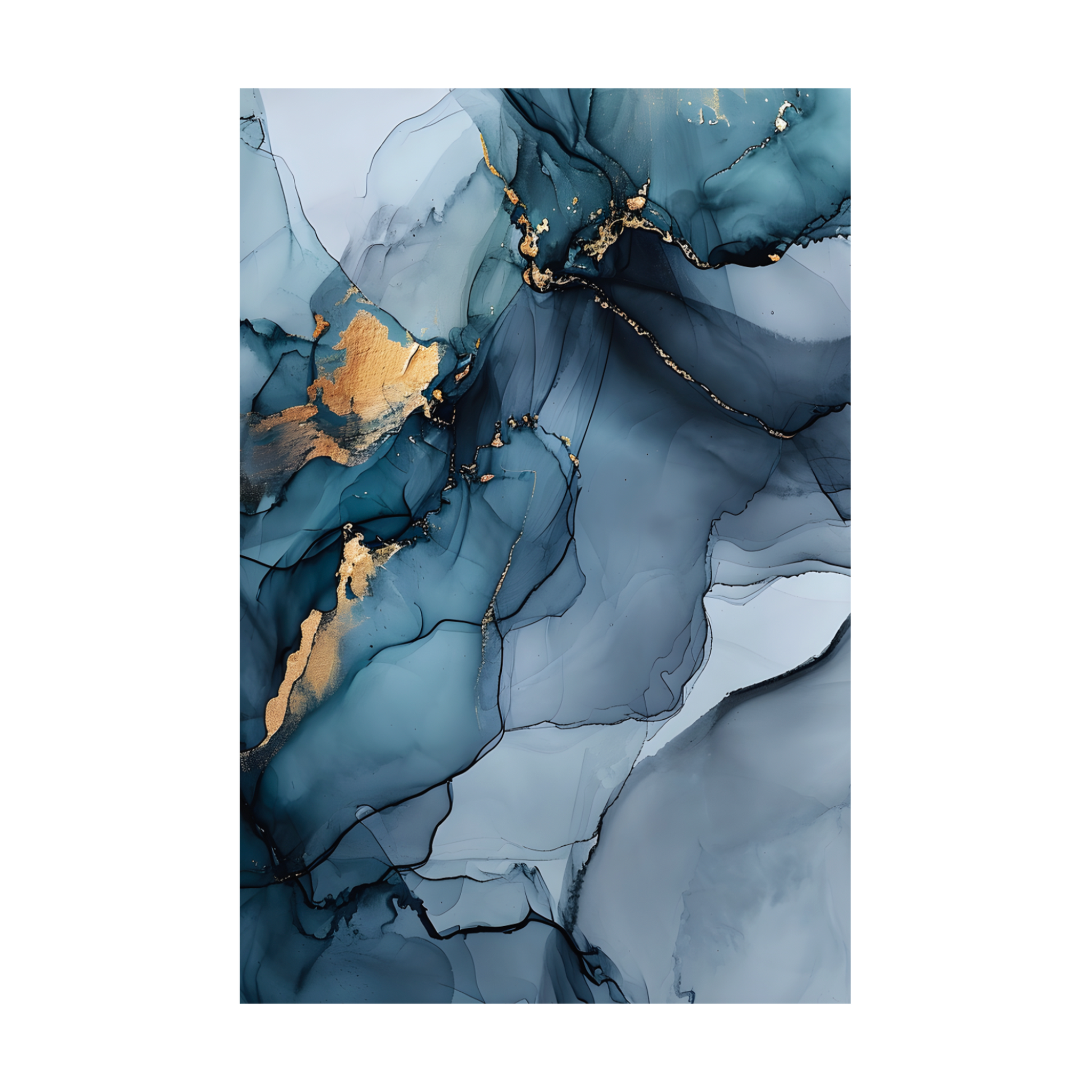 0064 - Quadro Alcohol Ink Blue and Gold 2