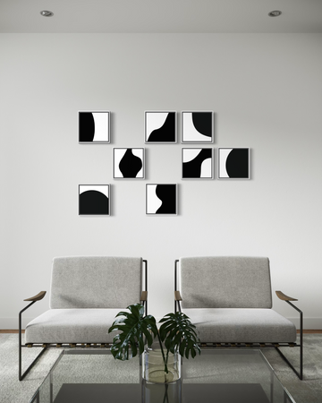 8001 - Composição de 8 quadros preto e branco