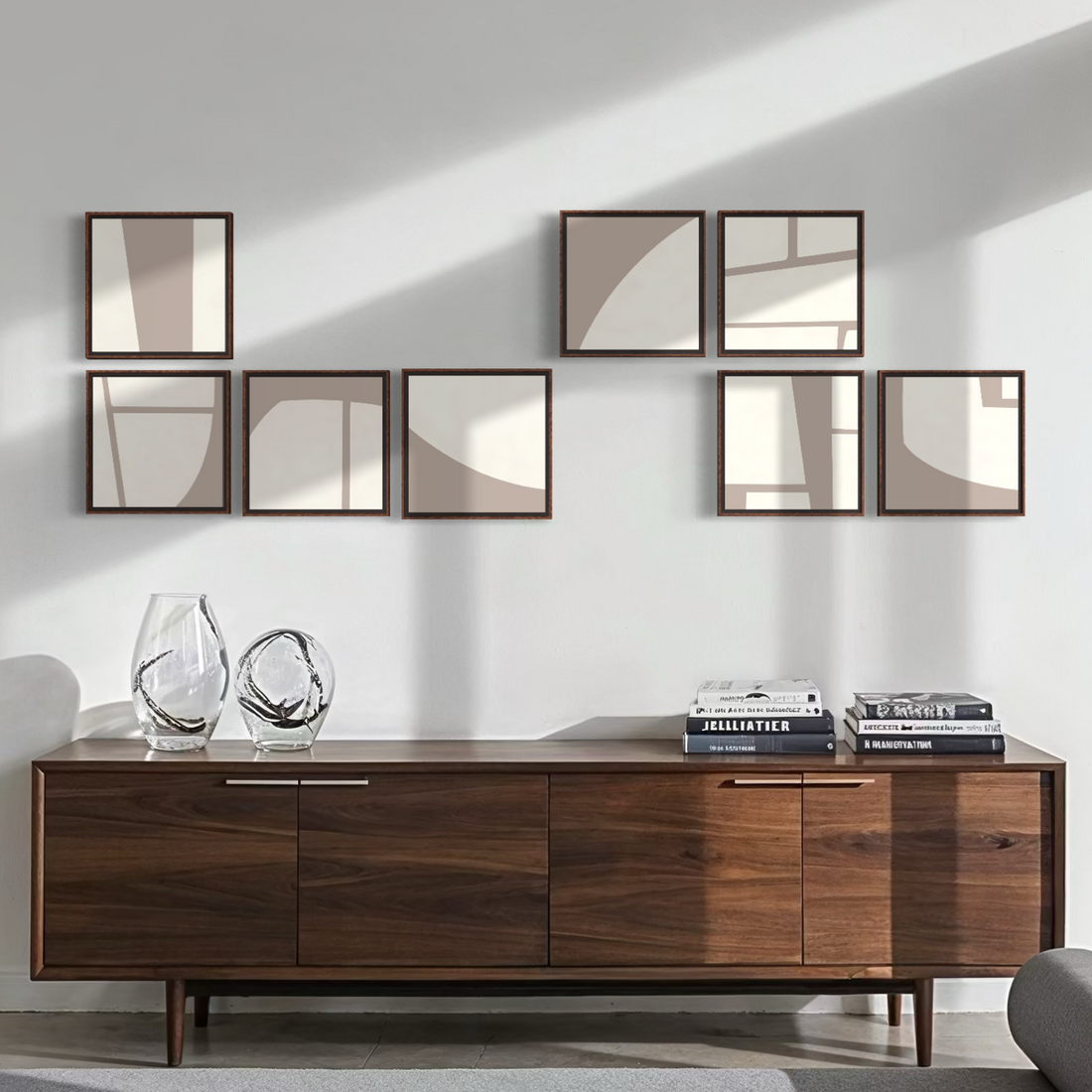 8003 - Composição de 8 quadros Formas Minimalistas