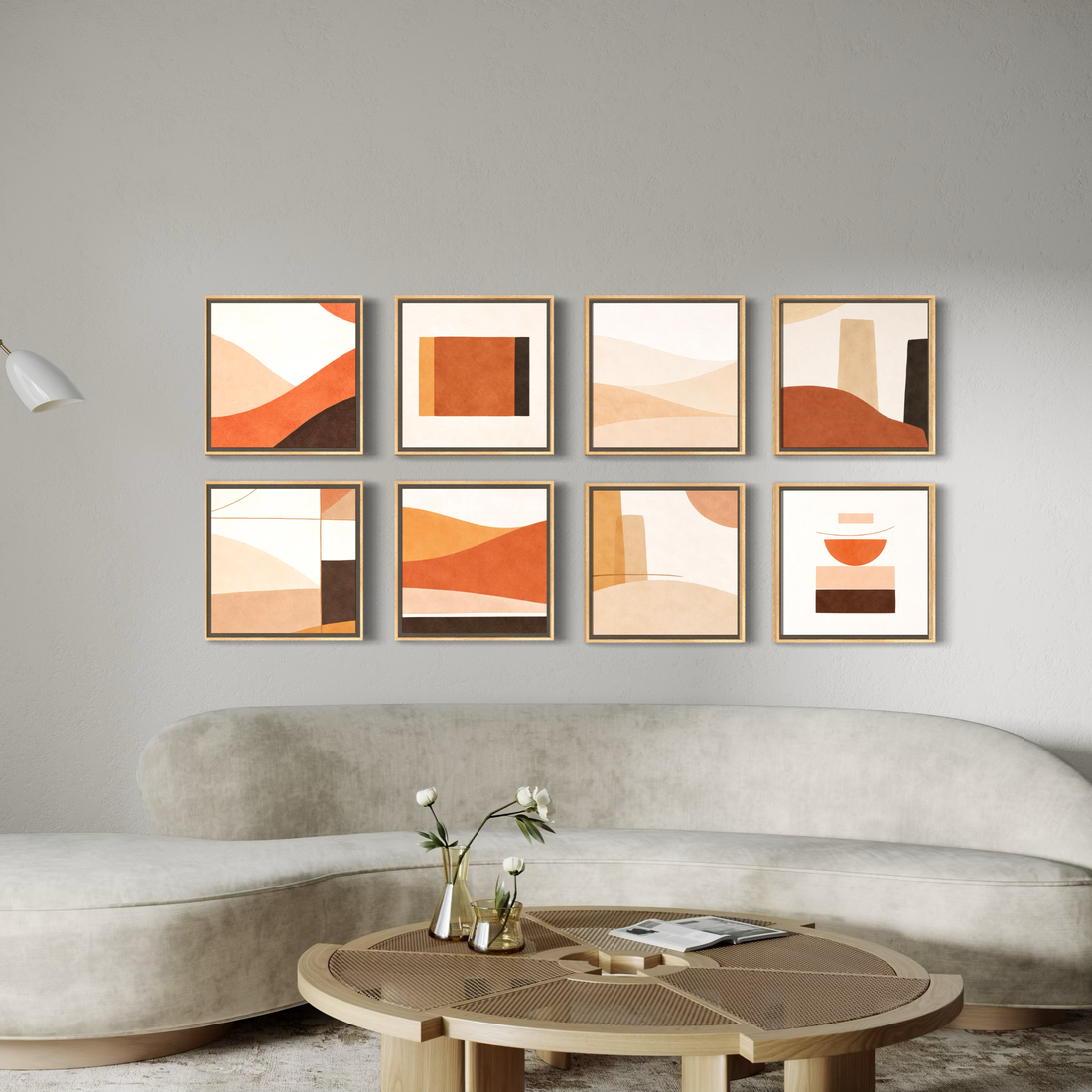 8004 - Composição de 8 quadros Formas Terrenas