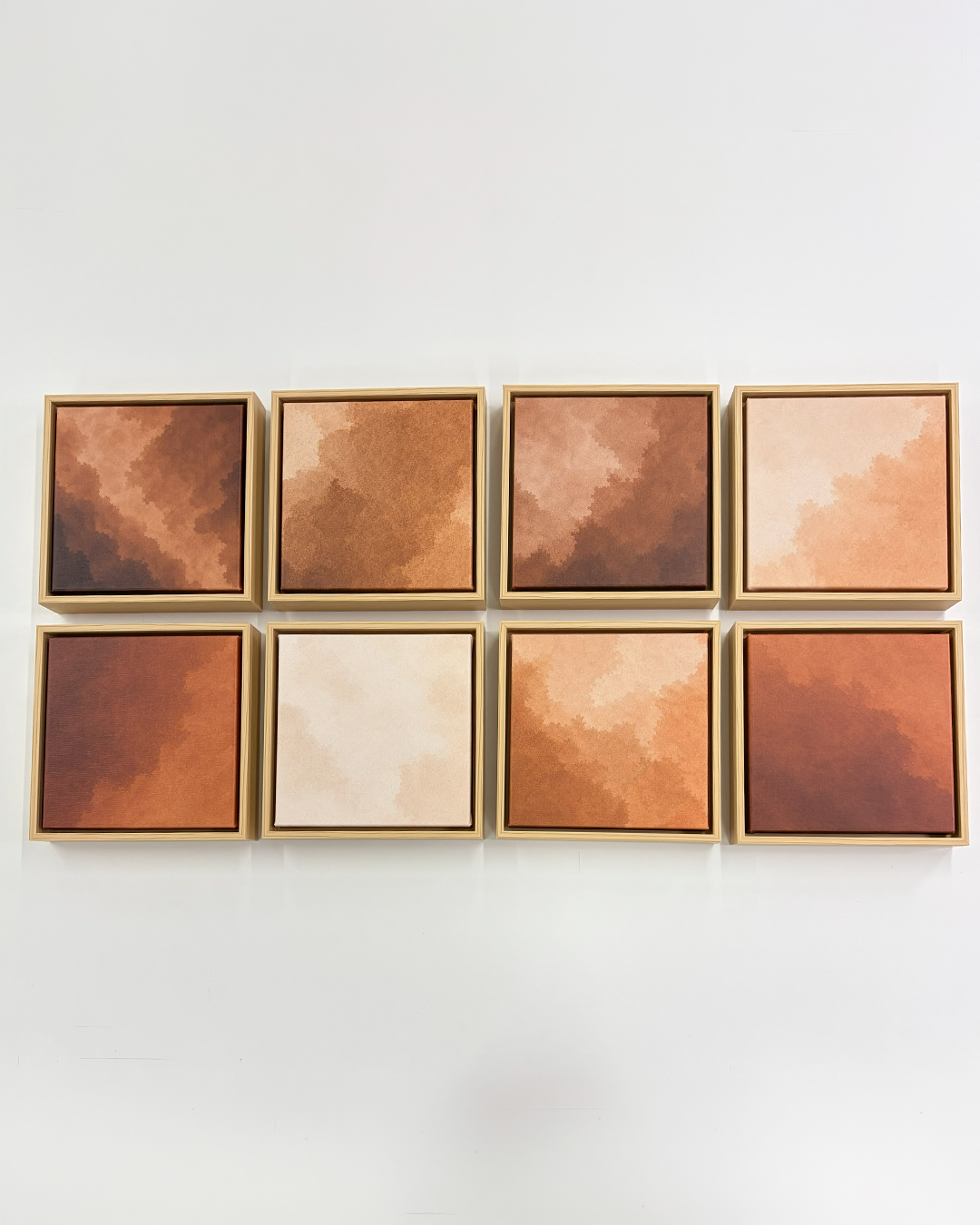 8008 - Composição de 8 quadros Aquarelados Marrom