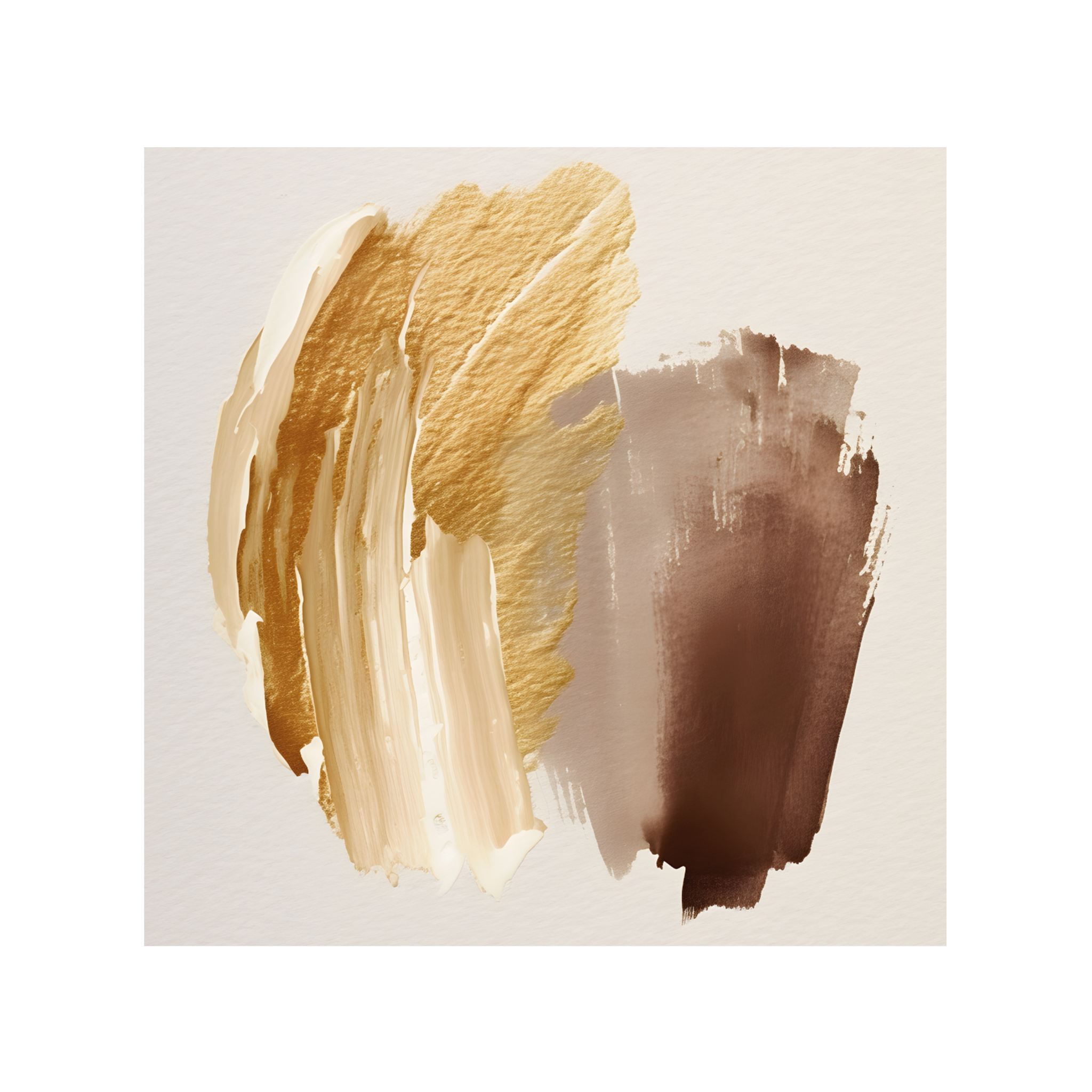 0089 - Quadro  Brushstrokes Brown and Gold 1