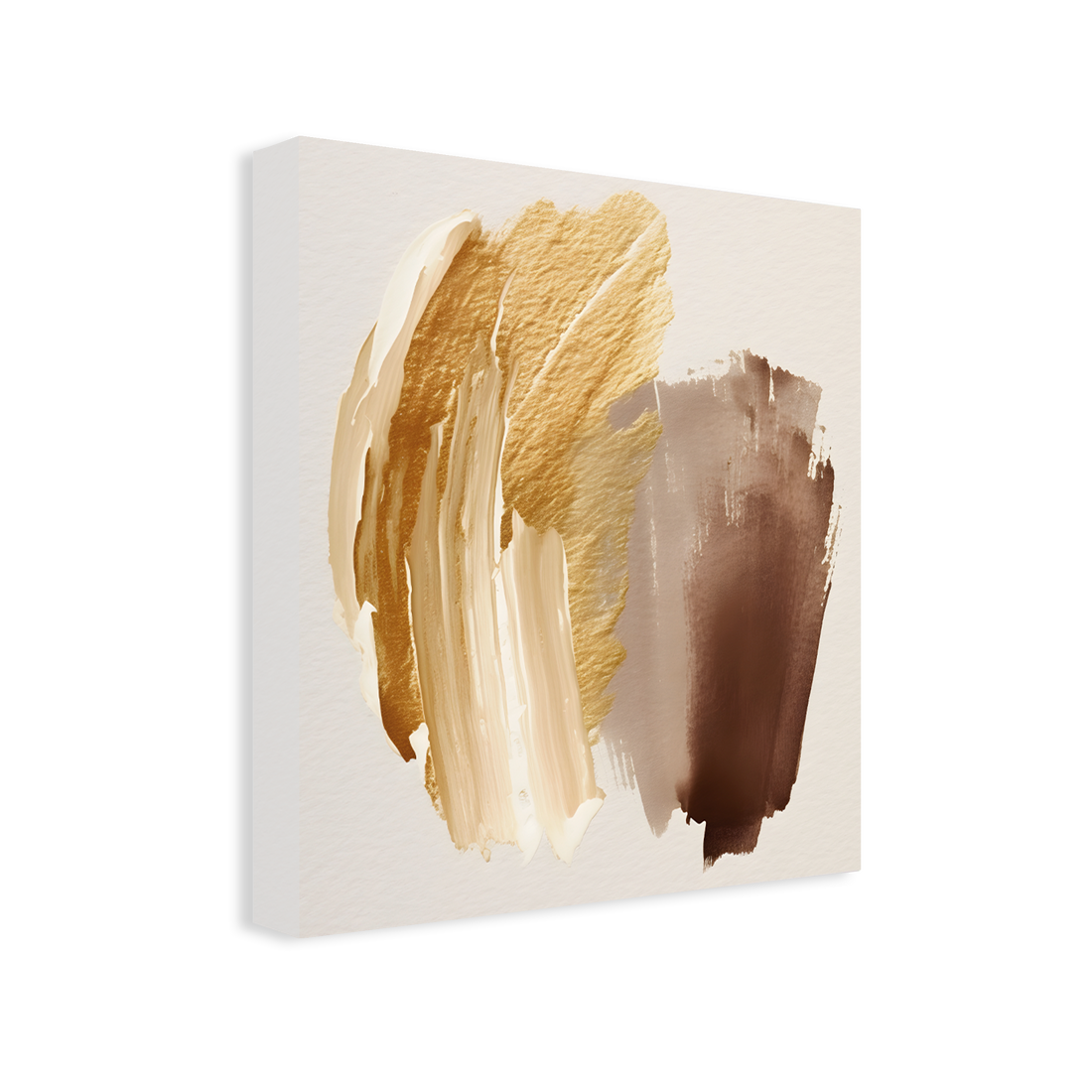 0089 - Quadro  Brushstrokes Brown and Gold 1