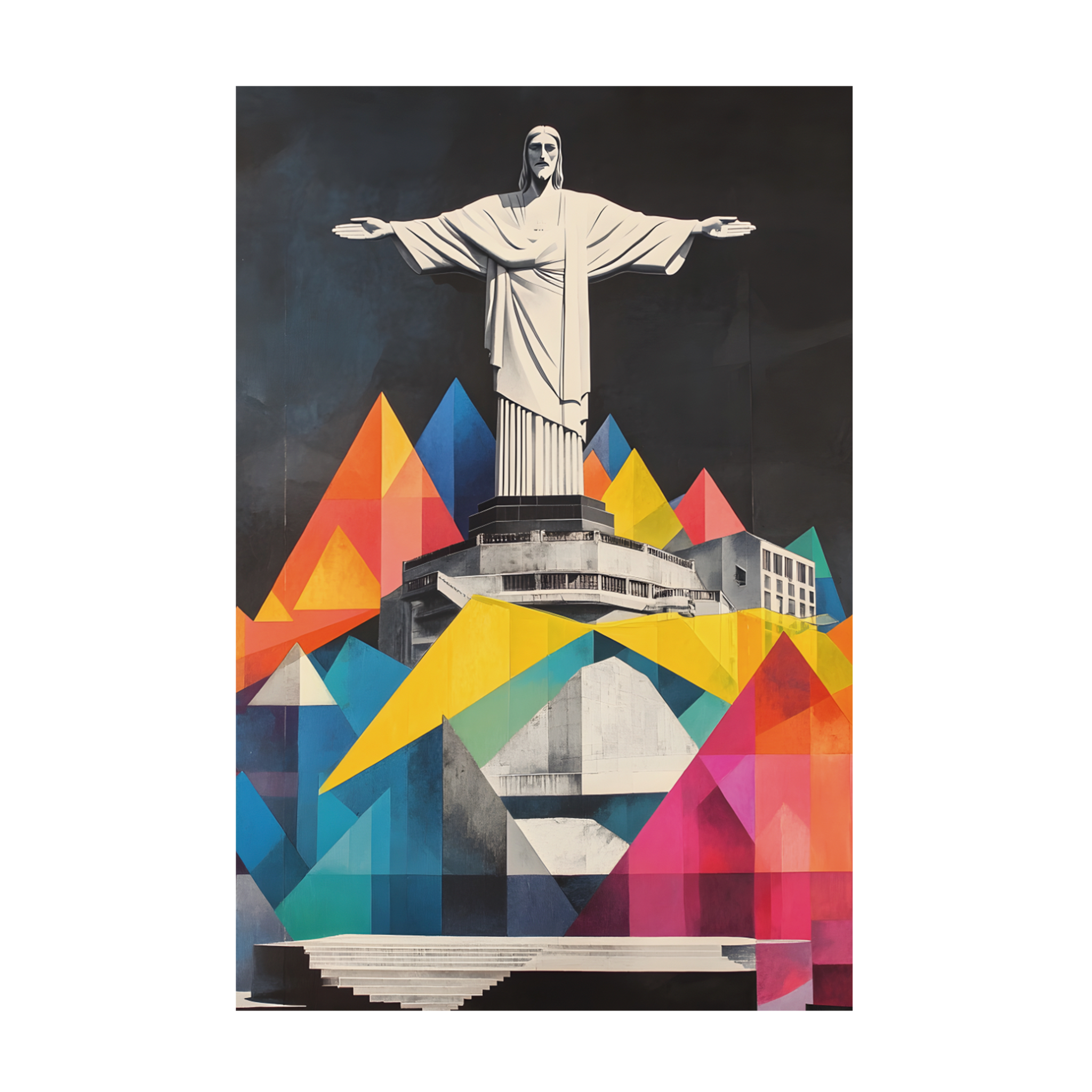 0895 - Quadro Colagem Cristo Redentor
