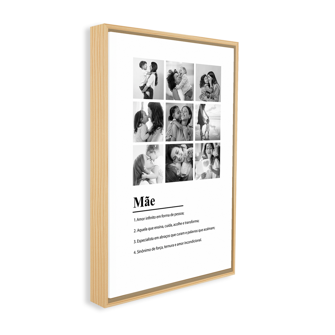 1324 - Quadro Dia das Mães - 9 fotos personalizadas - Preto e Branco
