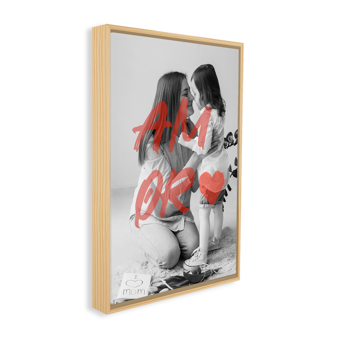 1329 - Quadro Dia das Mães Amor - 1 foto personalizada - Preto e Branco