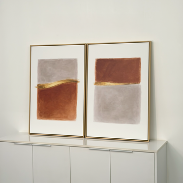 2279 - Dupla De Quadros Abstratos Laranja Suave