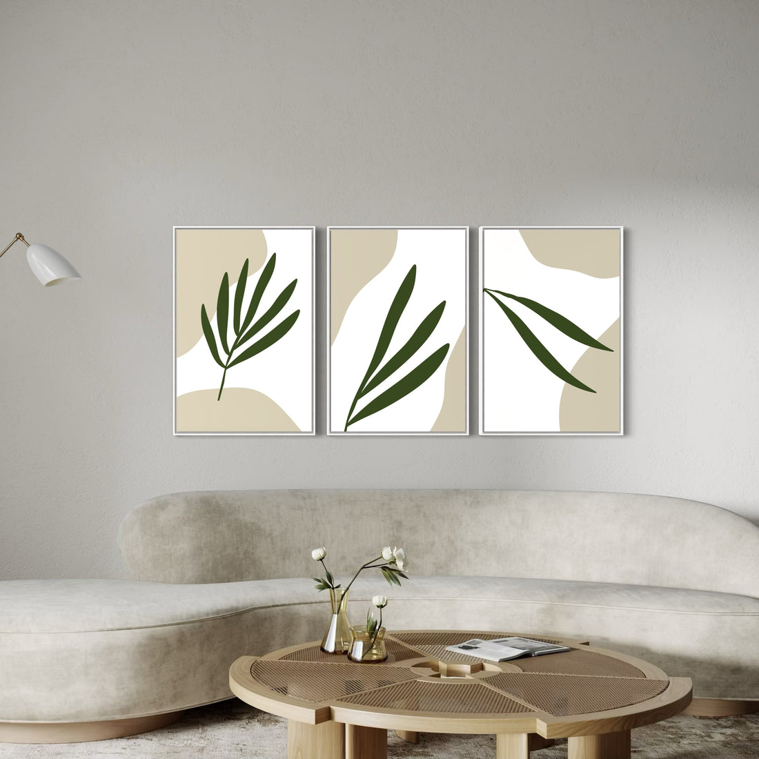 3006 - Trio de Quadro  Folhas Verdes