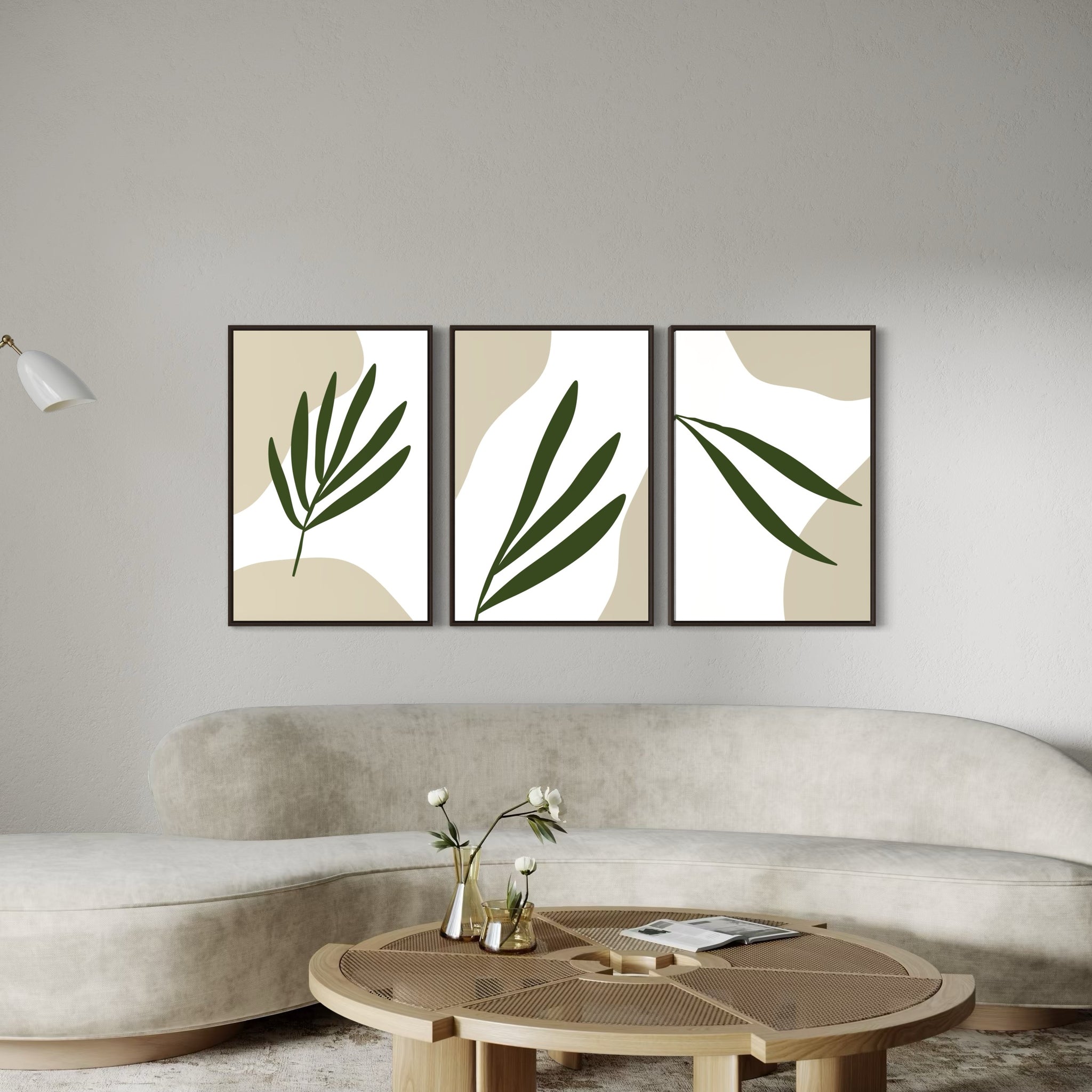 3006 - Trio de Quadro  Folhas Verdes