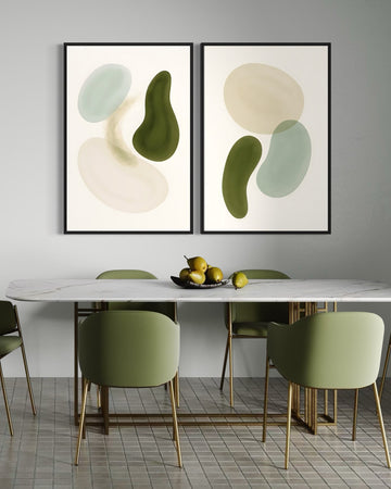 2215 - Dupla de Quadros Aquarela Verde Suave