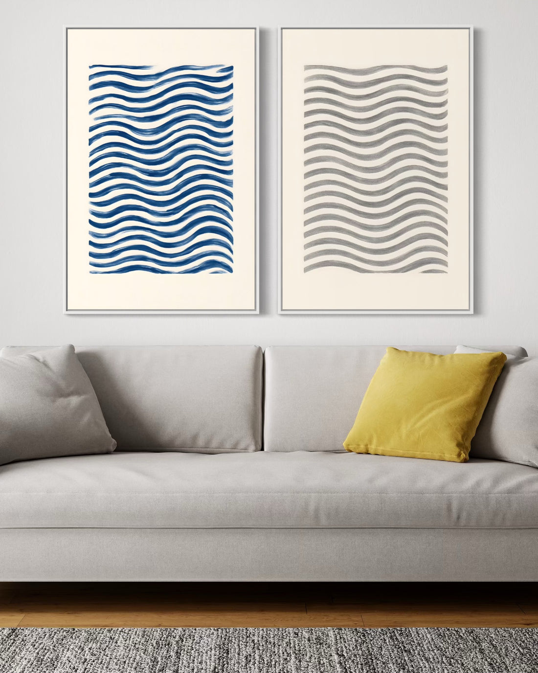 2227 - Dupla de Quadros Ondas Minimalistas
