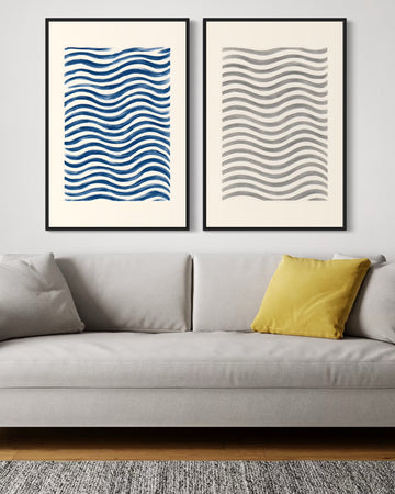 2227 - Dupla de Quadros Ondas Minimalistas