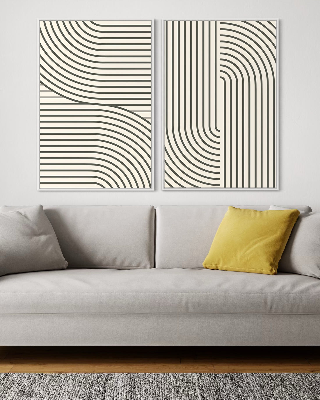 2229 - Dupla de Quadros Curvas Minimalistas