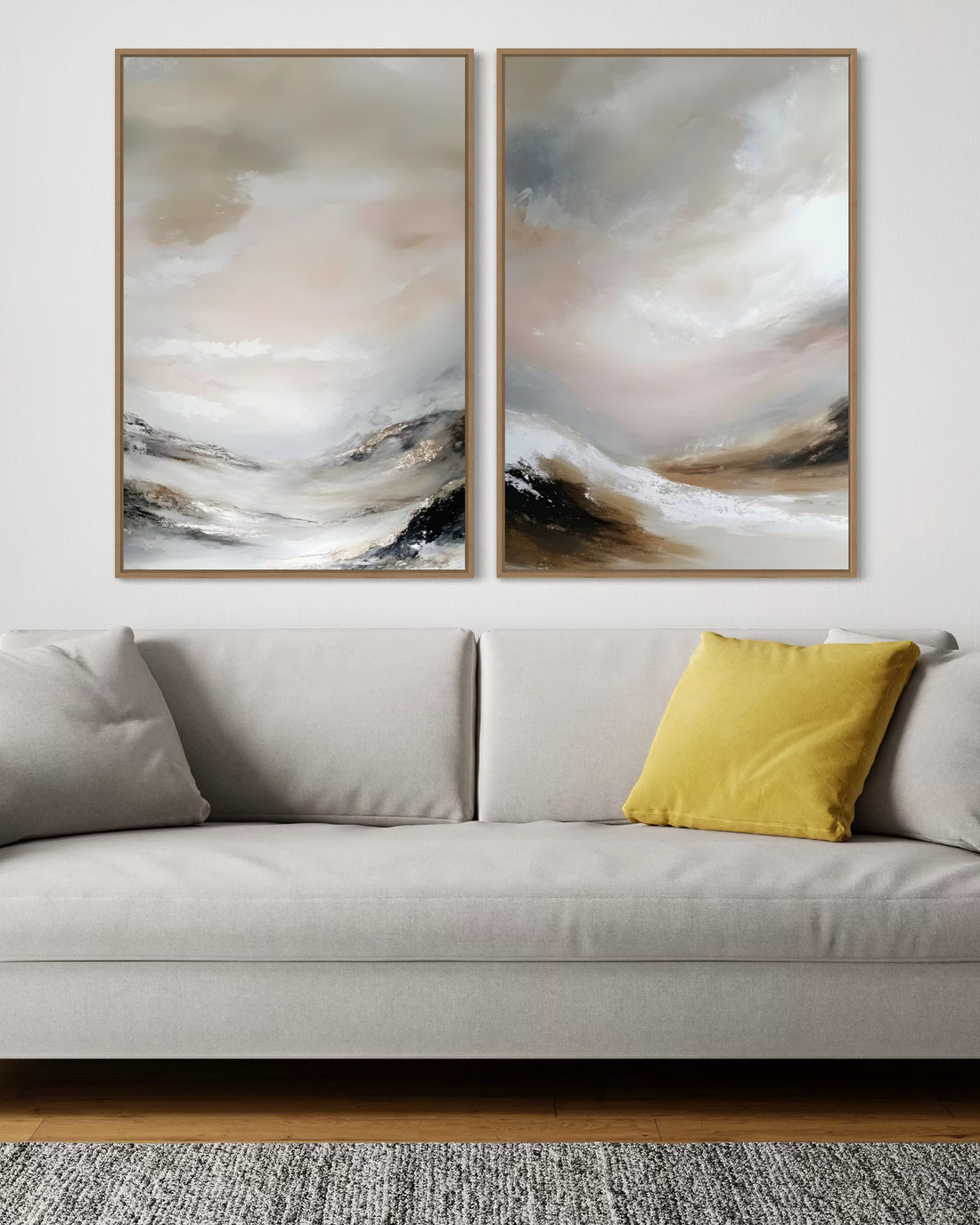 2235 - Dupla de Quadros Pintura Montes Abstratos