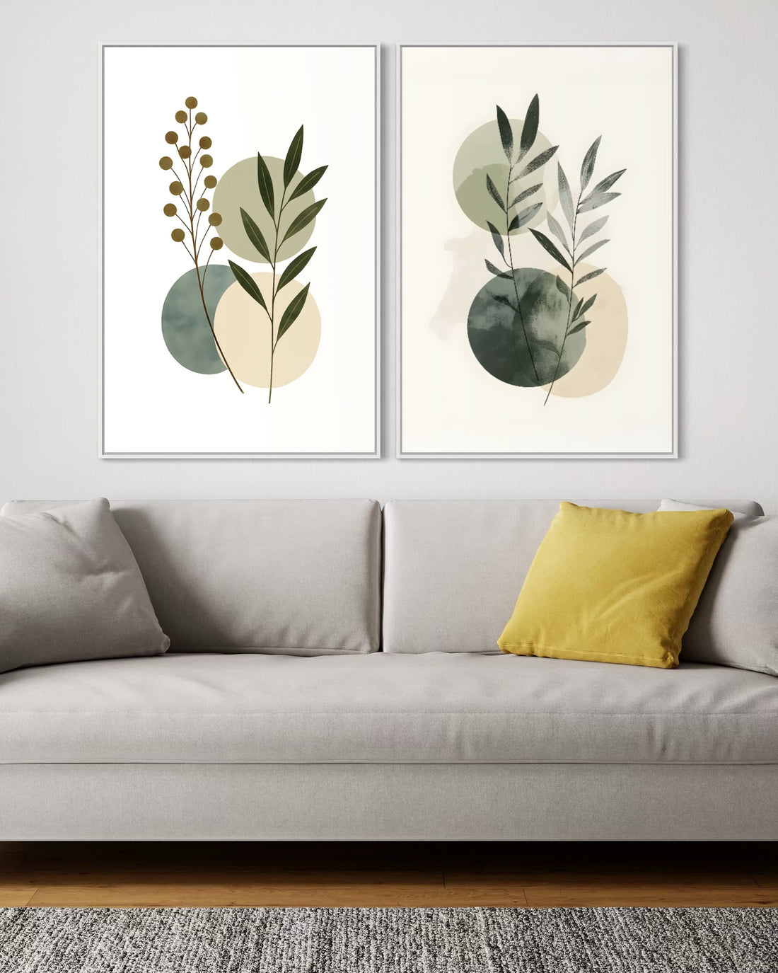2245 - Dupla de Quadros Plantas e Formas Orgânicas