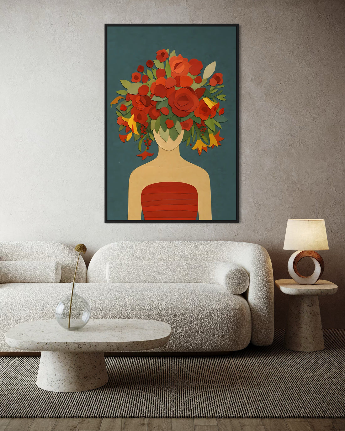 1531 - Quadro Mulher e Flores