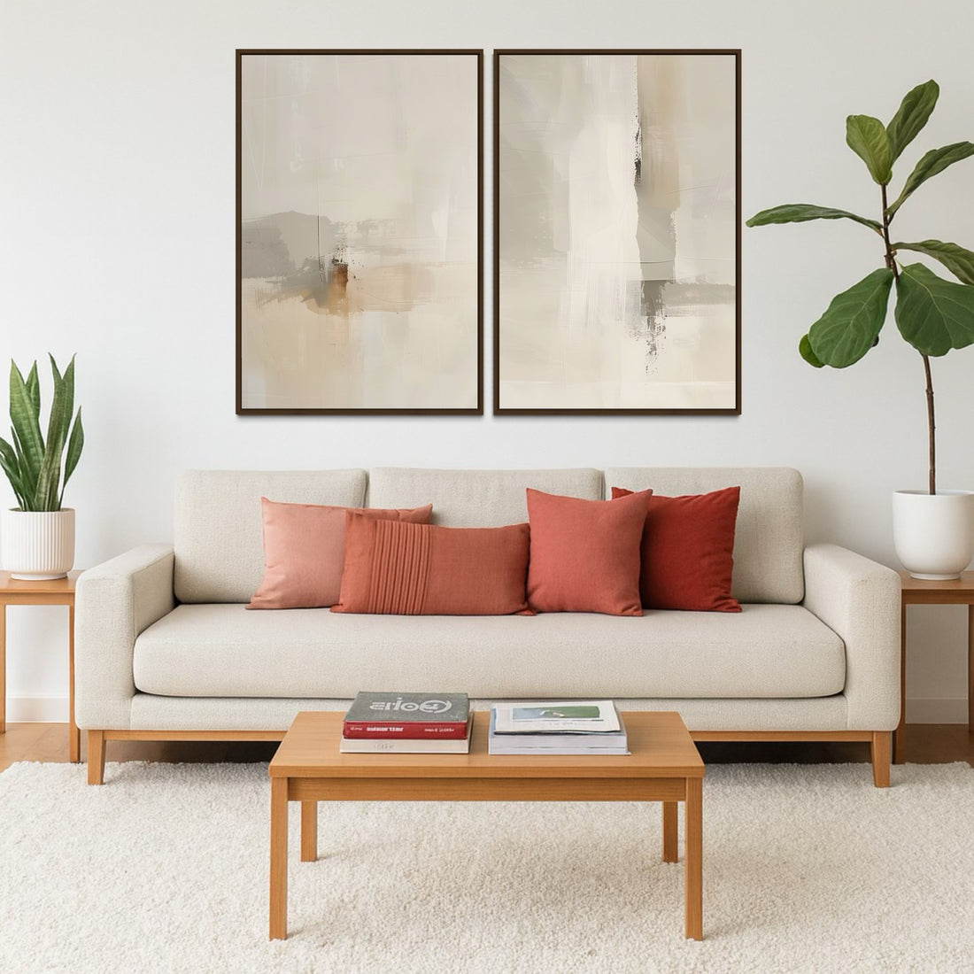 2246 - Dupla de Quadros Bege Suave