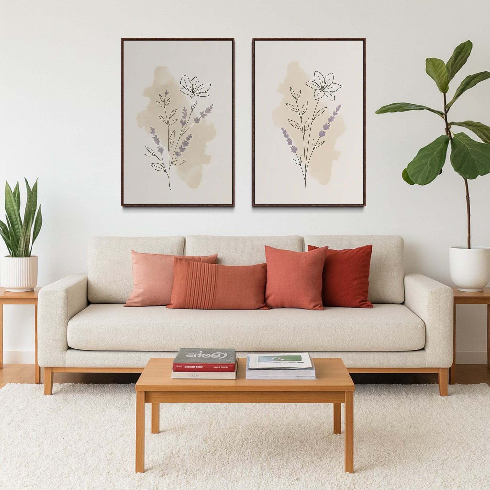 2247 - Dupla de Quadros Flor Minamlista