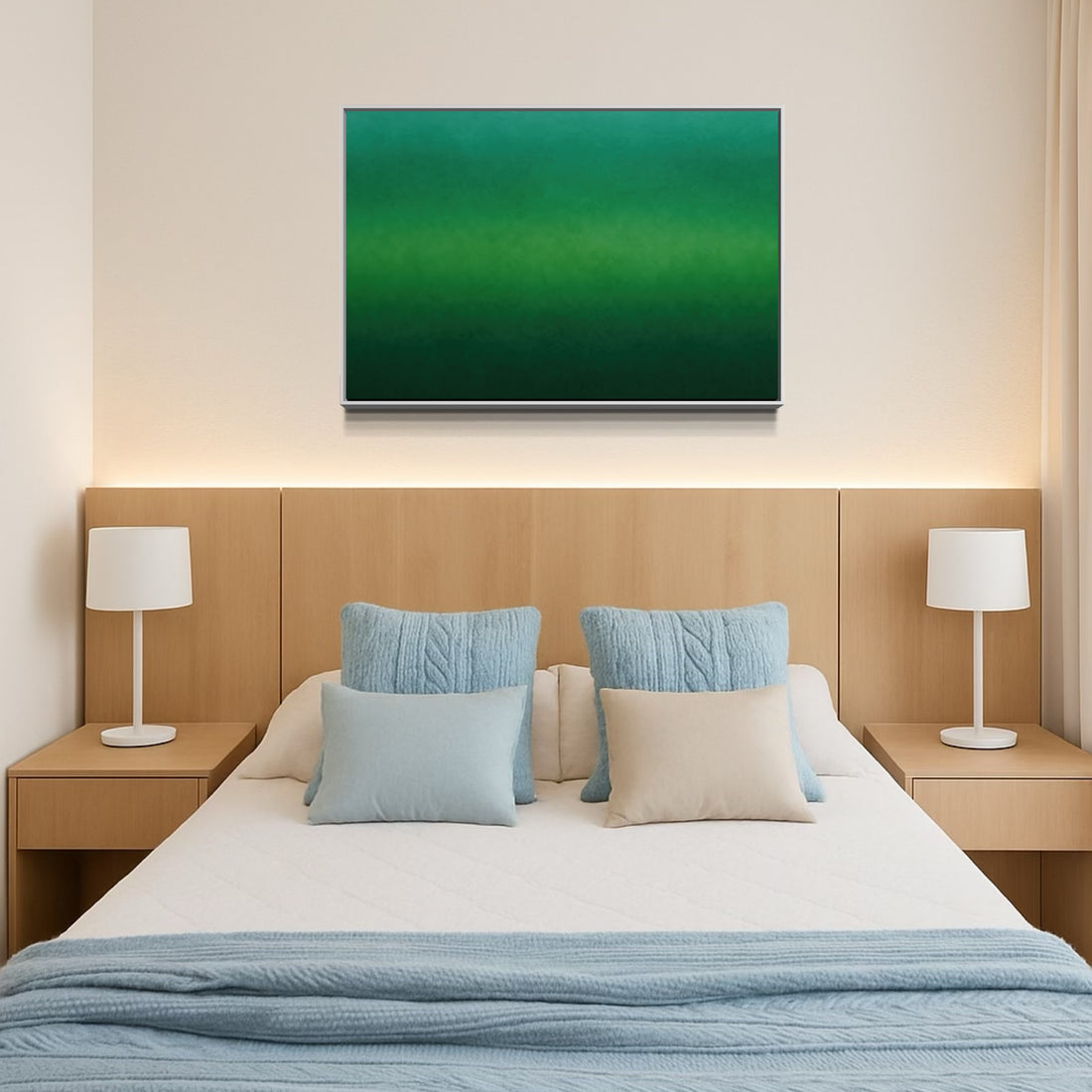 1586 - Quadro Abstrato Tons de Verde Horizontal