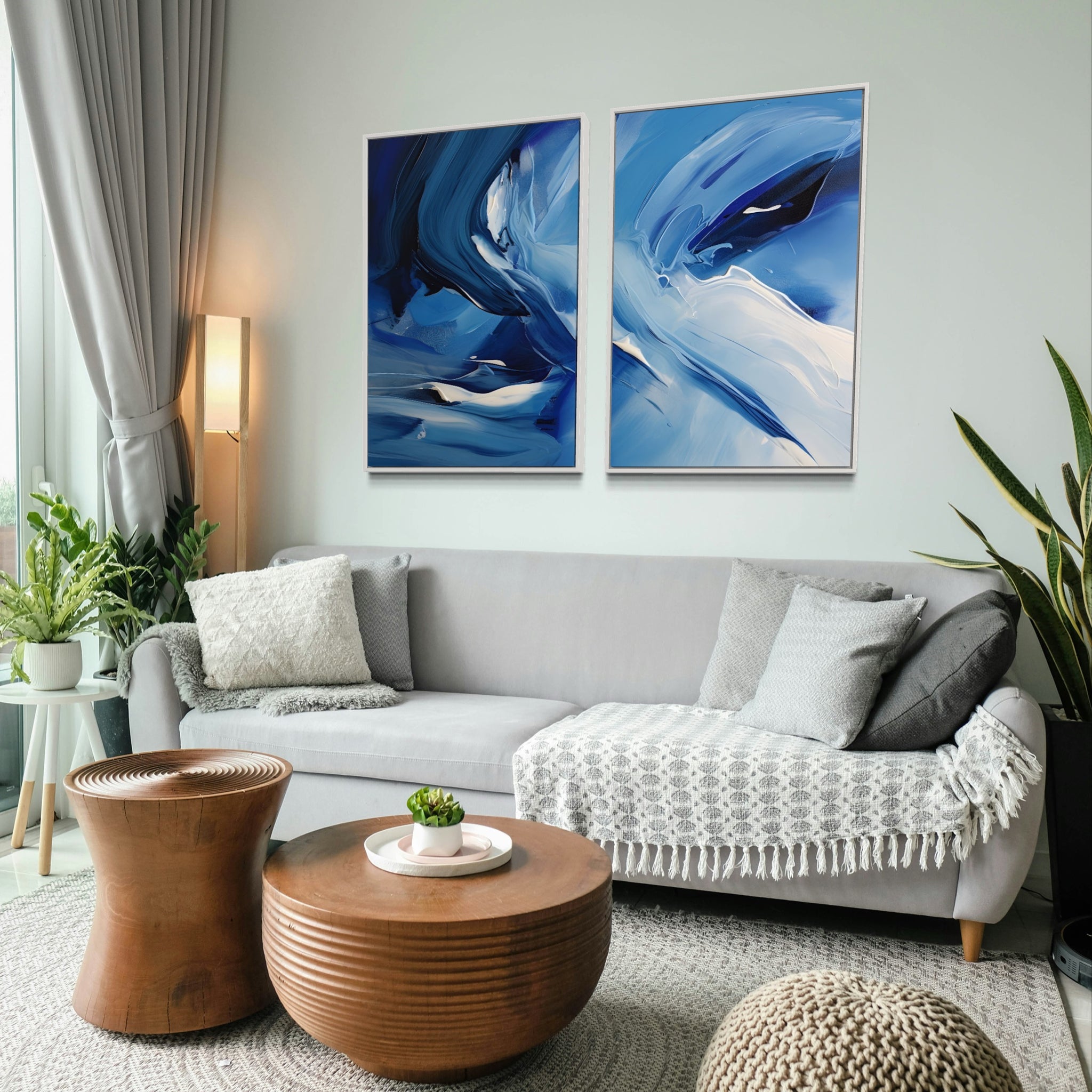 2015 - Dupla de Quadros Espatulada Azul