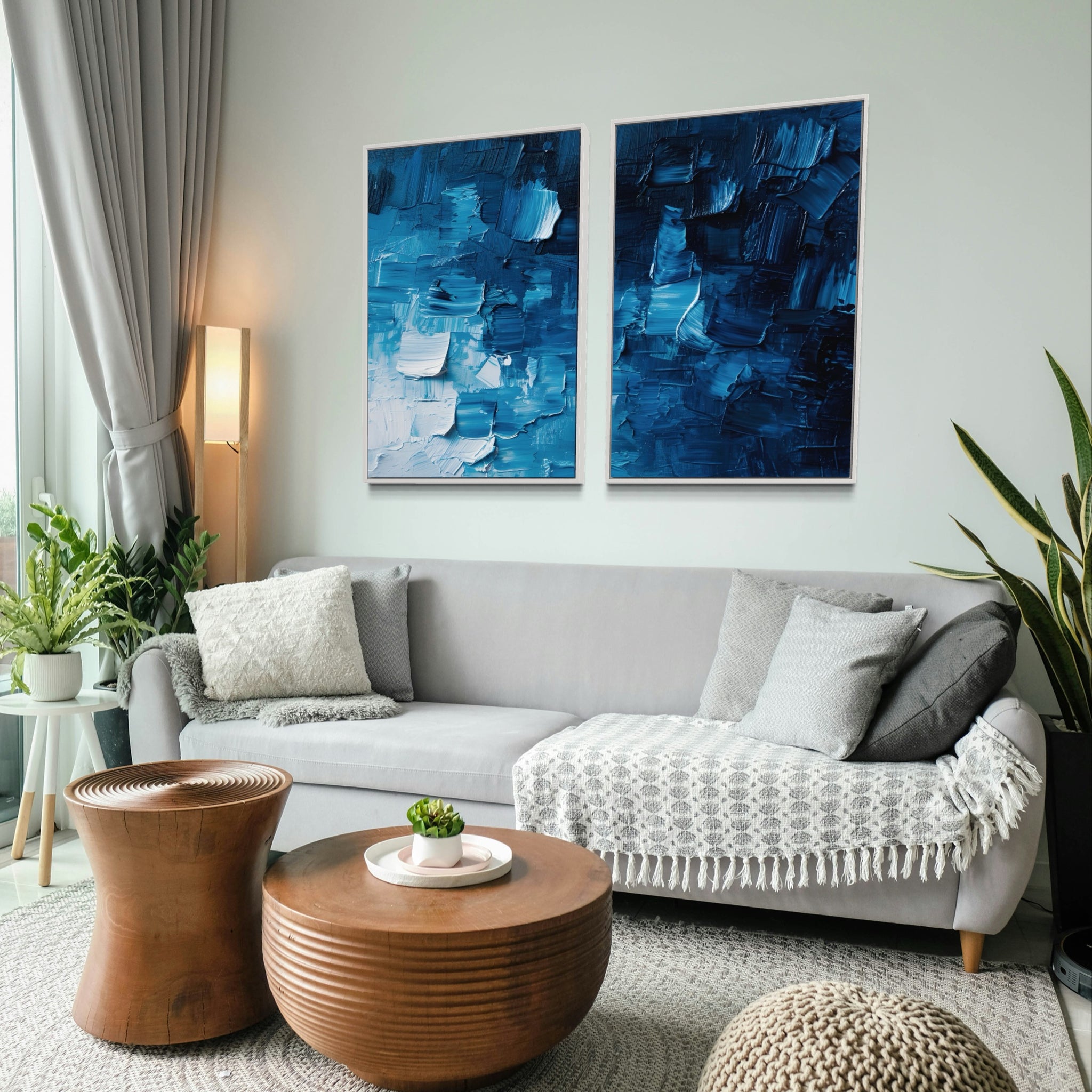 2016 -  Dupla de Quadros Espatulada 3D Azul