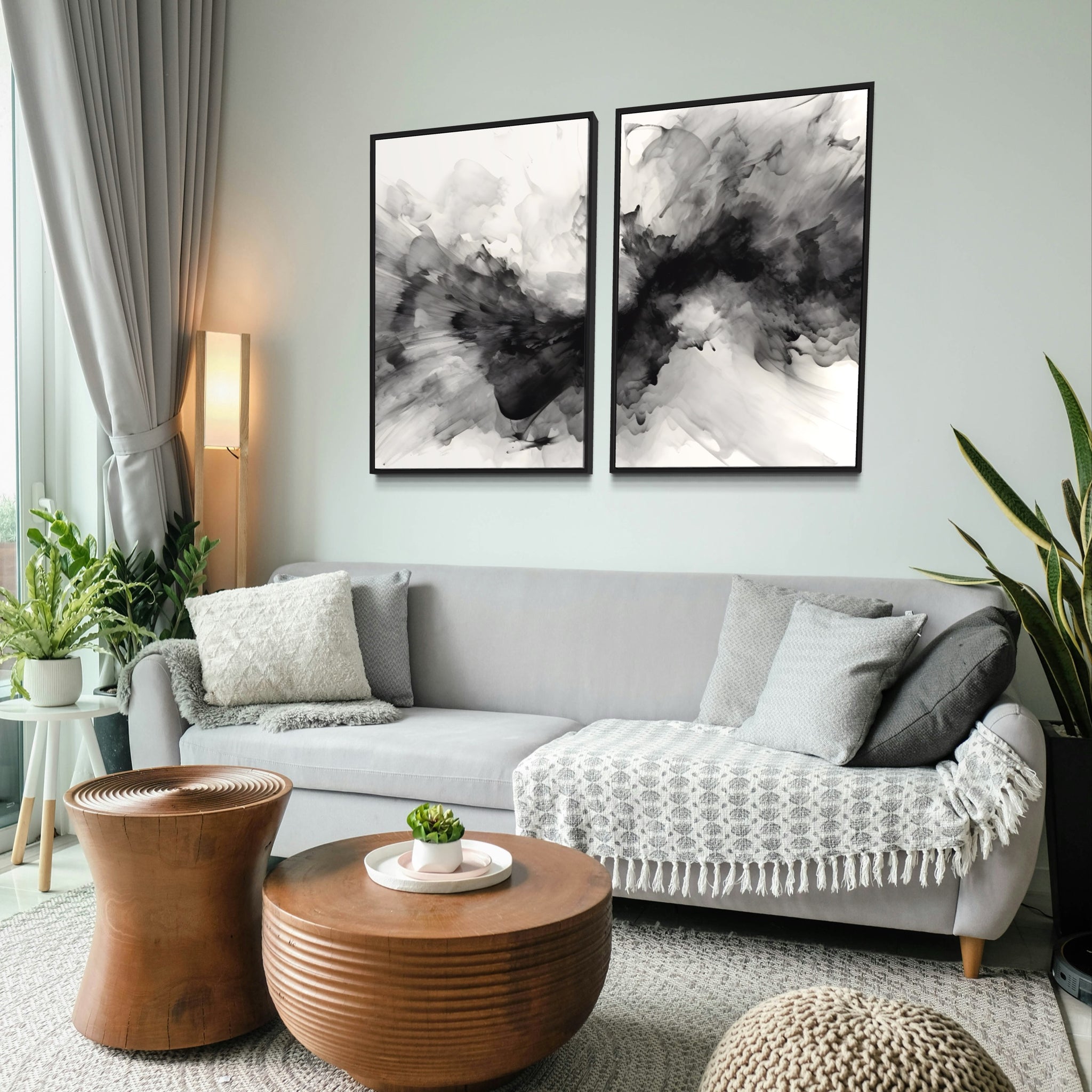 2042 - Dupla de Quadros Smoky Watercolor