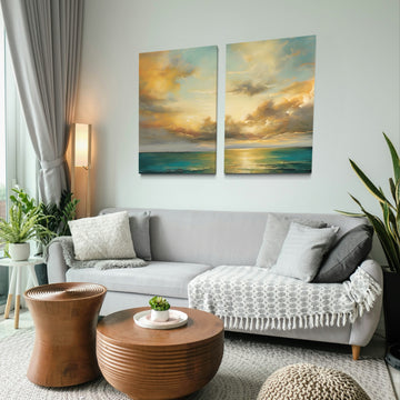 2044 - Dupla de Quadros Pintura Sunset