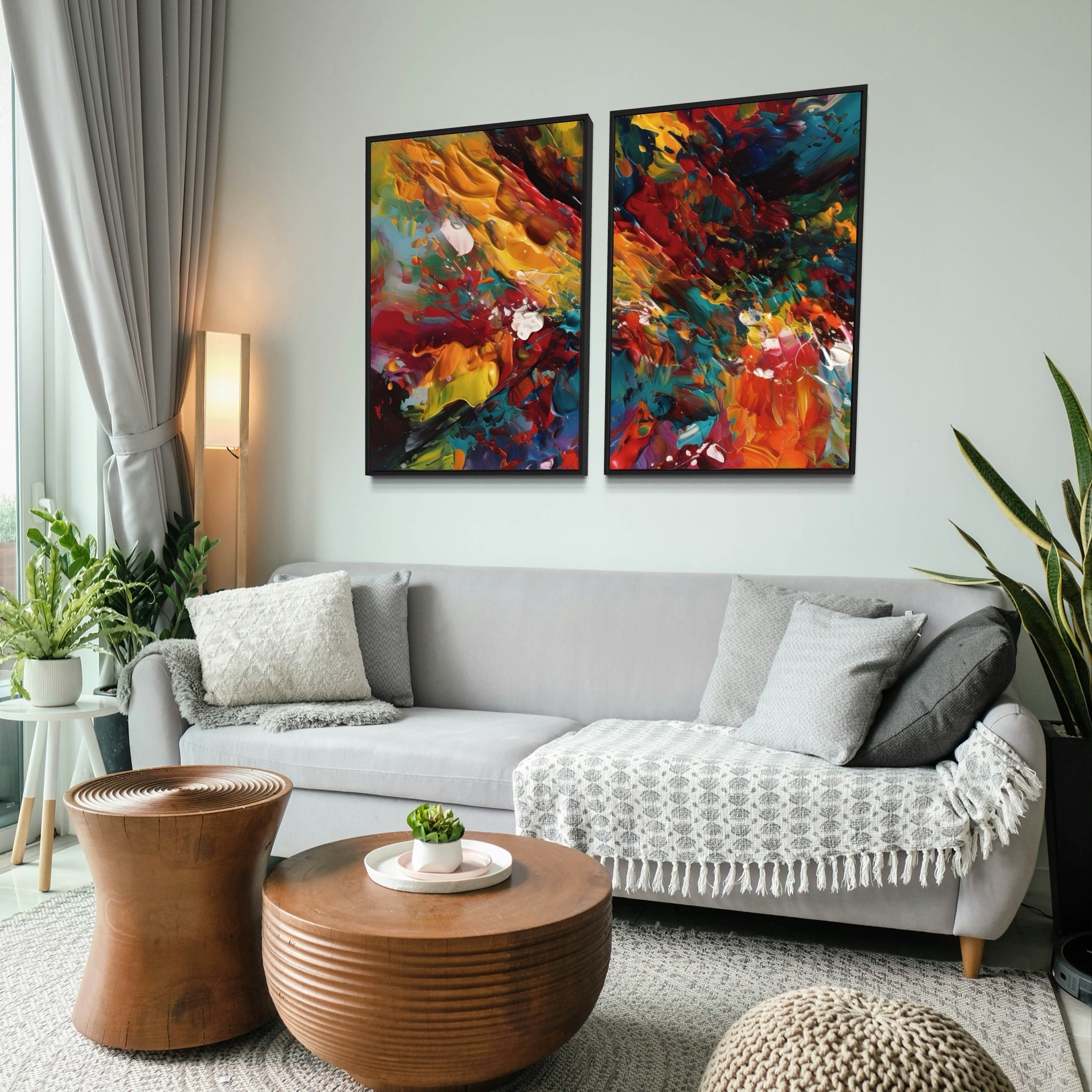 2054 - Dupla de Quadros Oil Painting