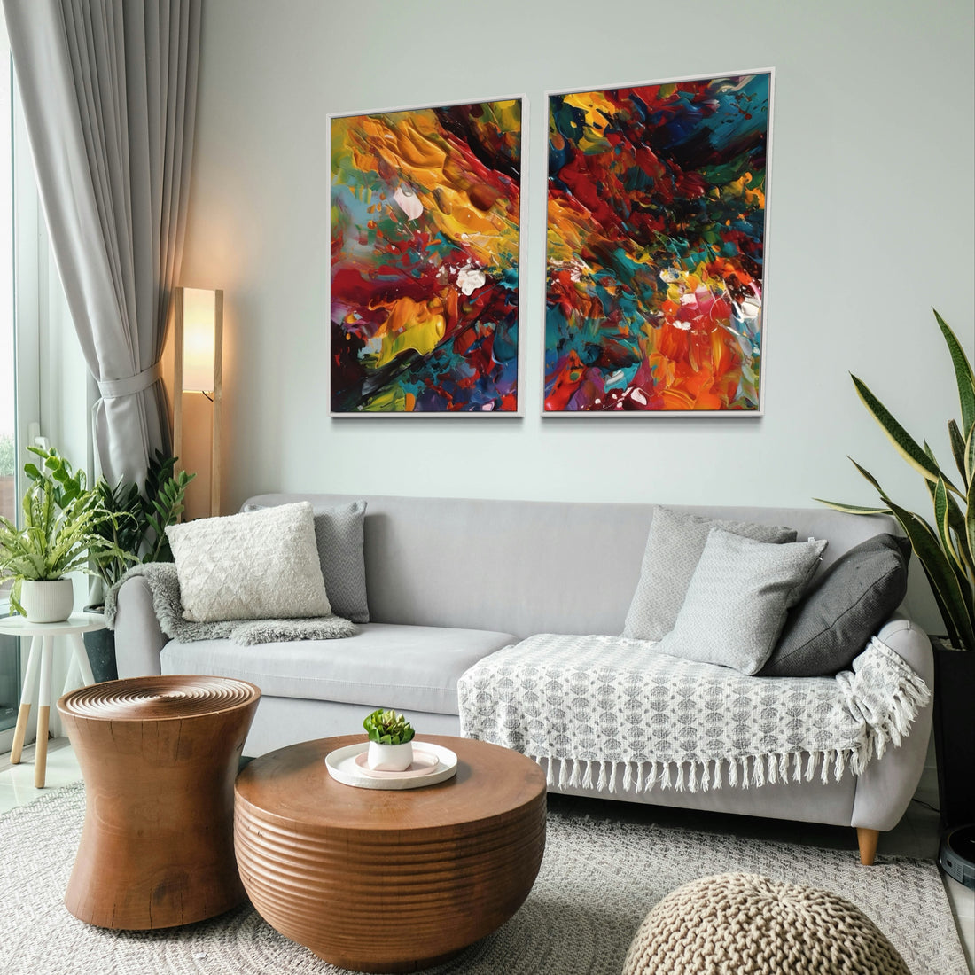 2054 - Dupla de Quadros Oil Painting