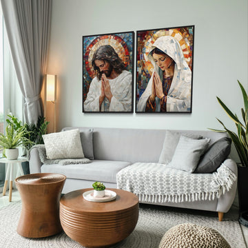 2081 - Dupla de Quadros Jesus e Maria 1