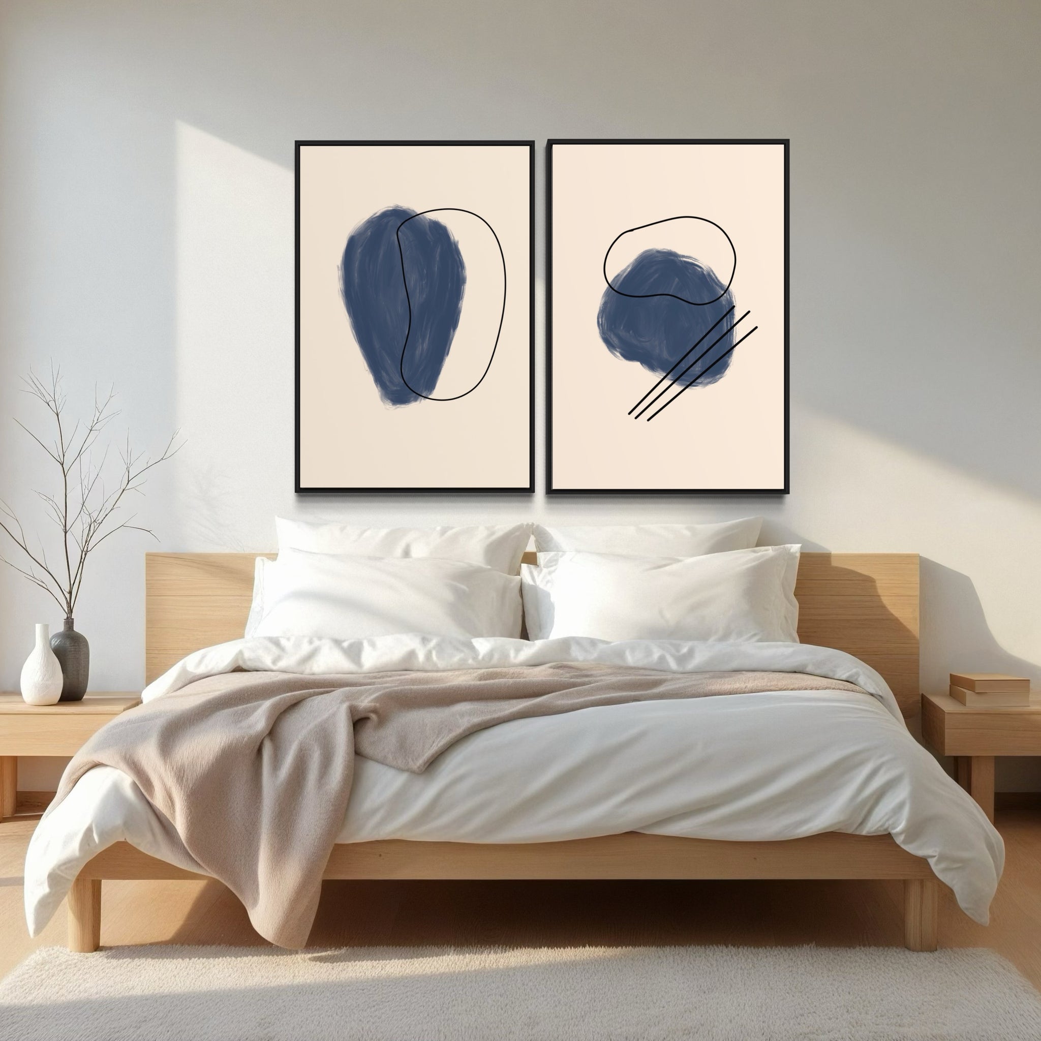 2094 - Dupla de Quadros Formas Azul