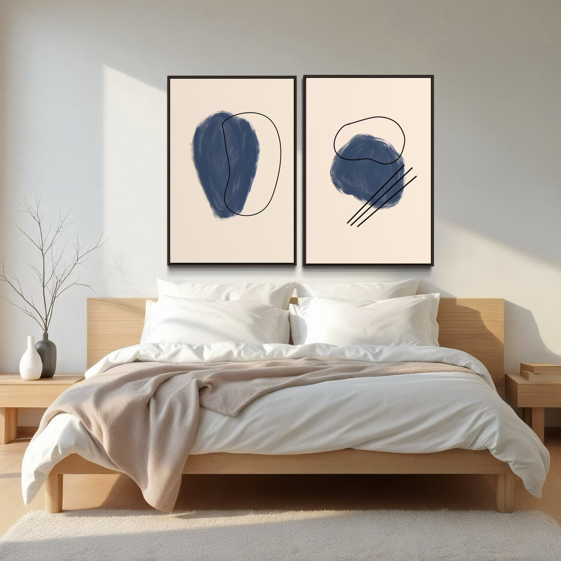 2094 - Dupla de Quadros Formas Azul