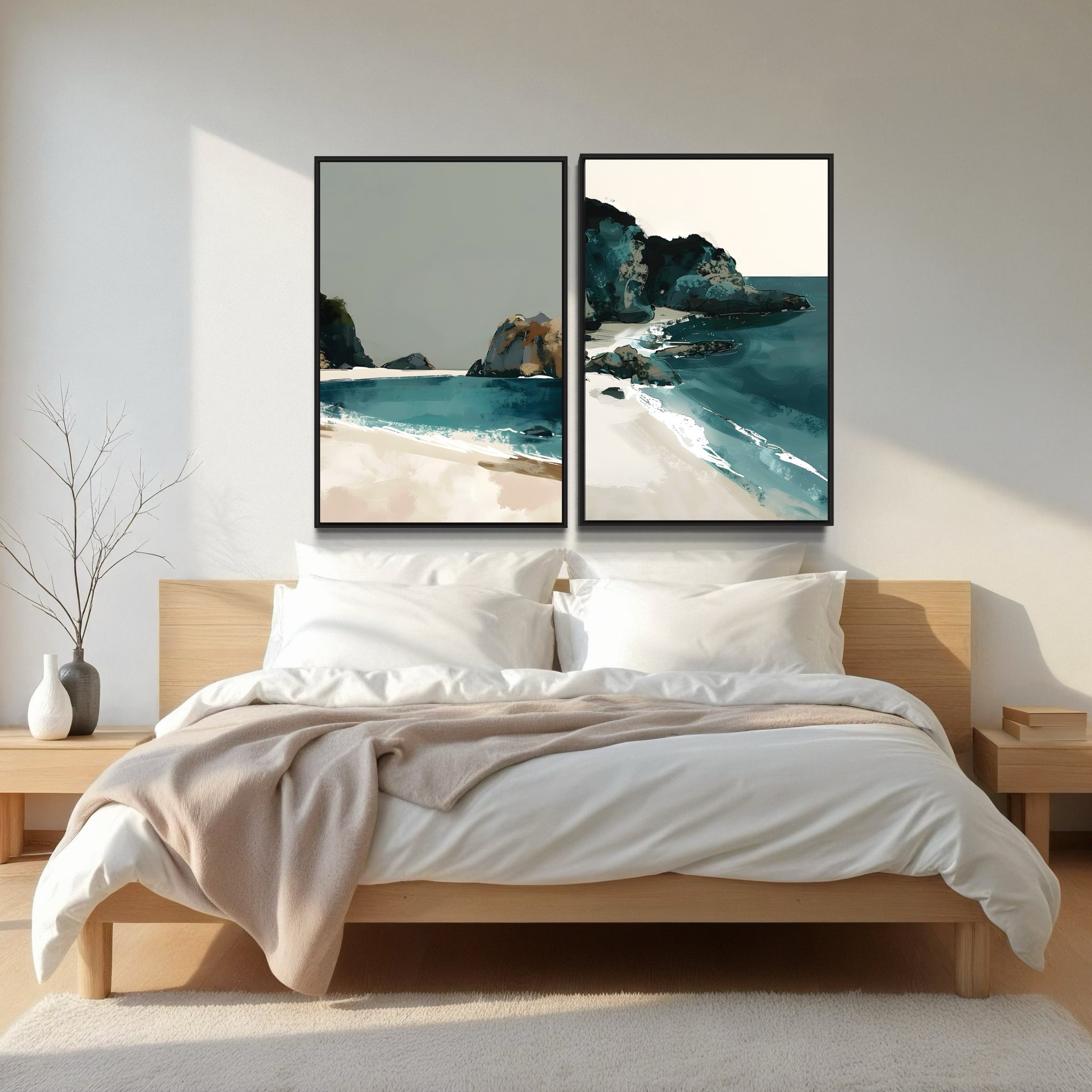 2073 - Dupla de Quadros Pintura Praia