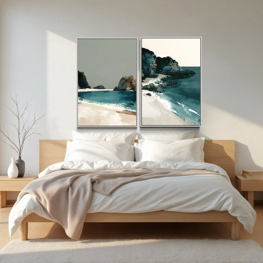 2073 - Dupla de Quadros Pintura Praia
