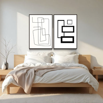 2086 - Dupla de Quadro Linhas no Branco