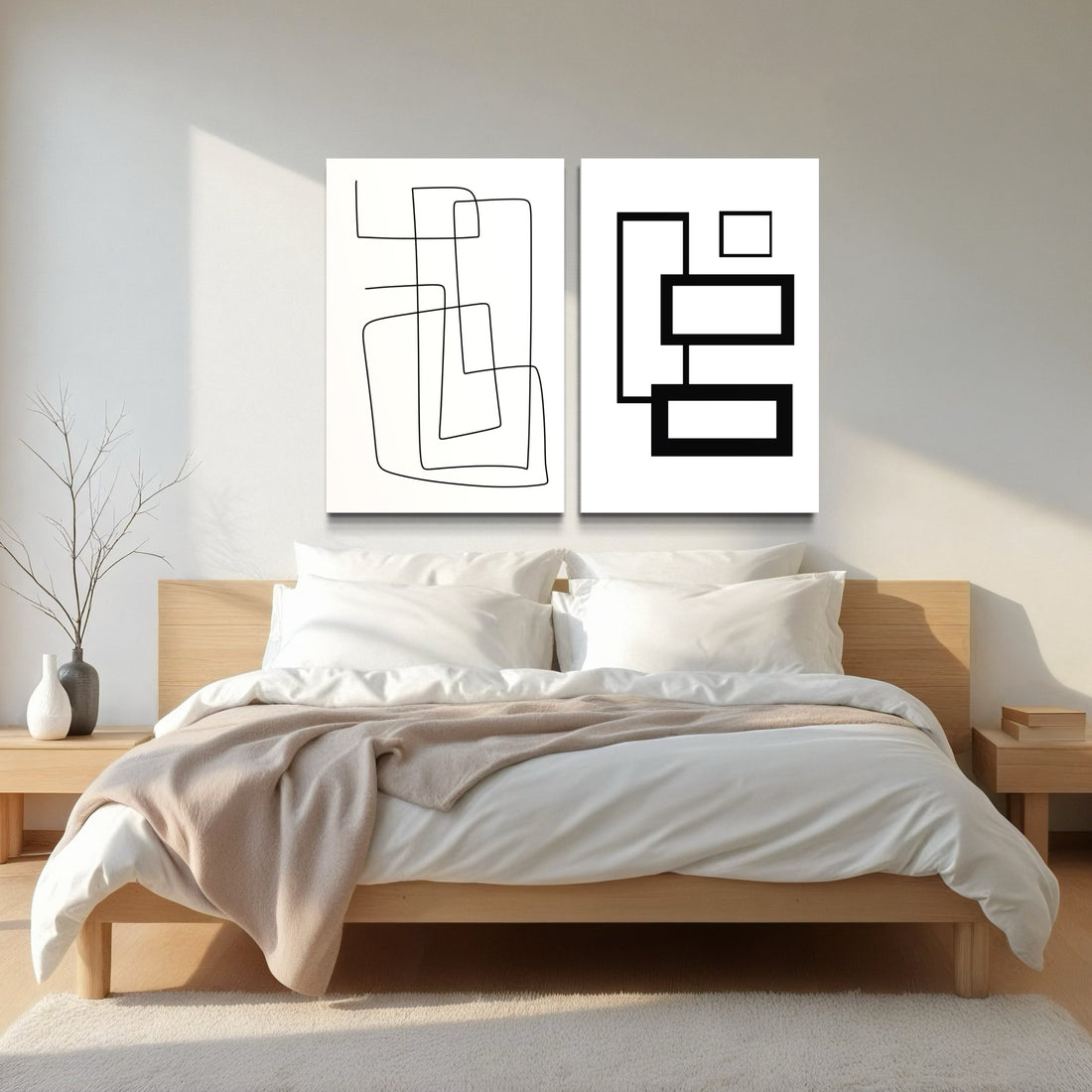 2086 - Dupla de Quadro Linhas no Branco