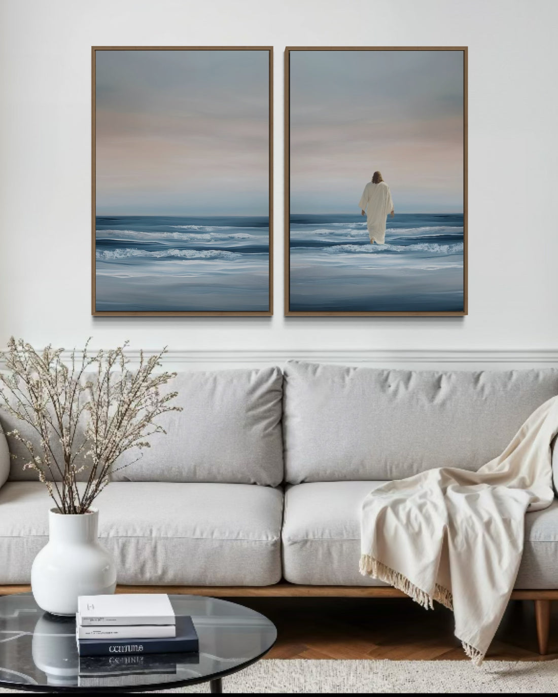 2220 - Dupla de Quadros Mar e Jesus