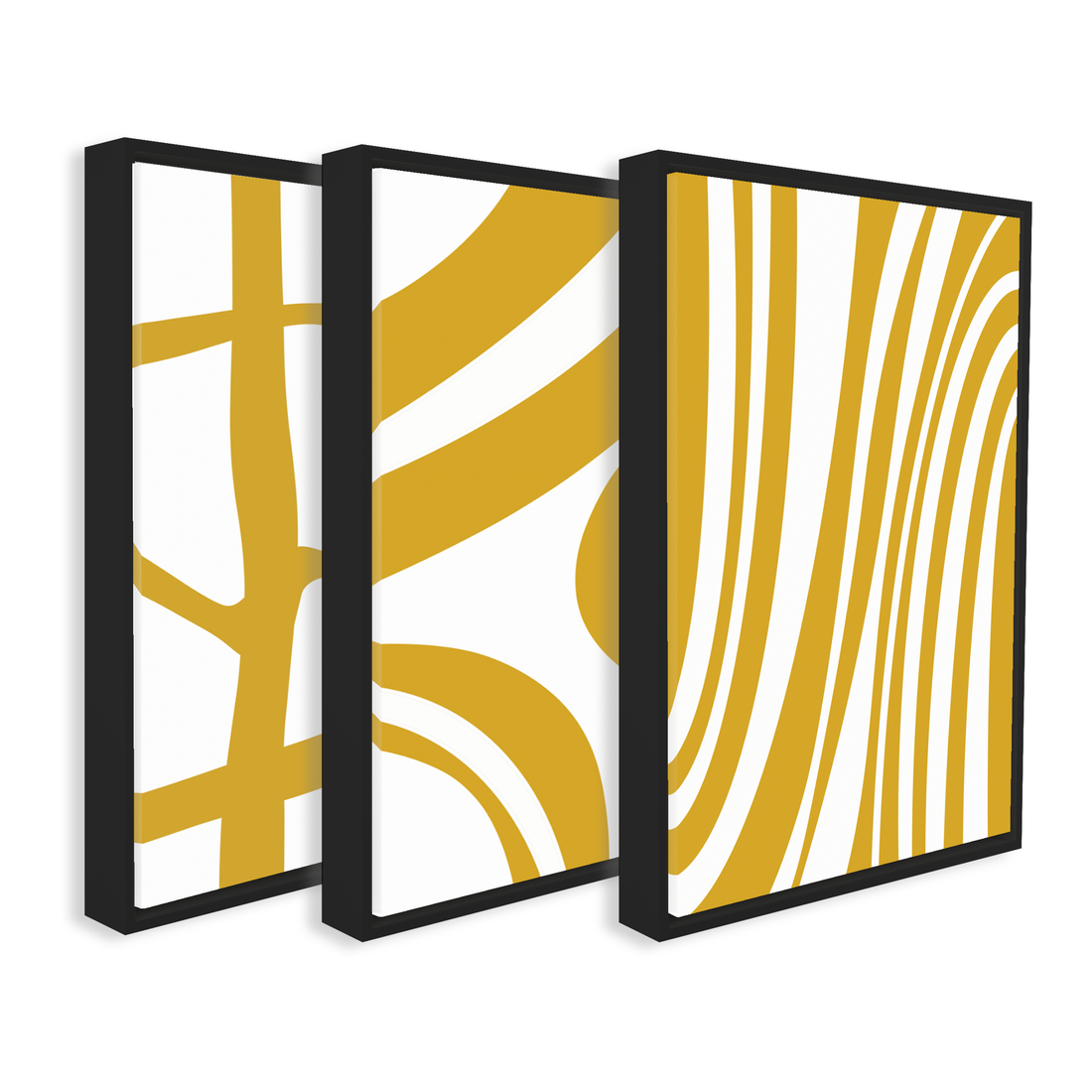 3025 - Trio de Quadros Linhas Amarelas