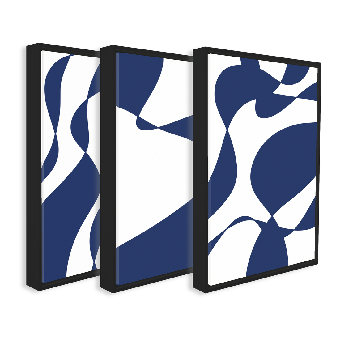 3029 - Trio de Quadros Entre Branco e Azul