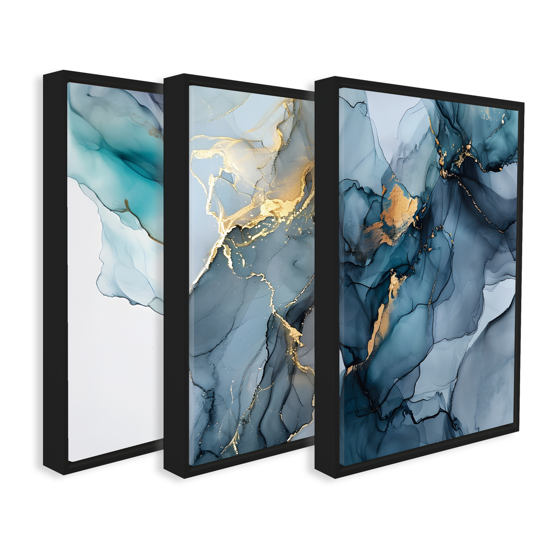 3034 - Trio de Quadros Marmorizados